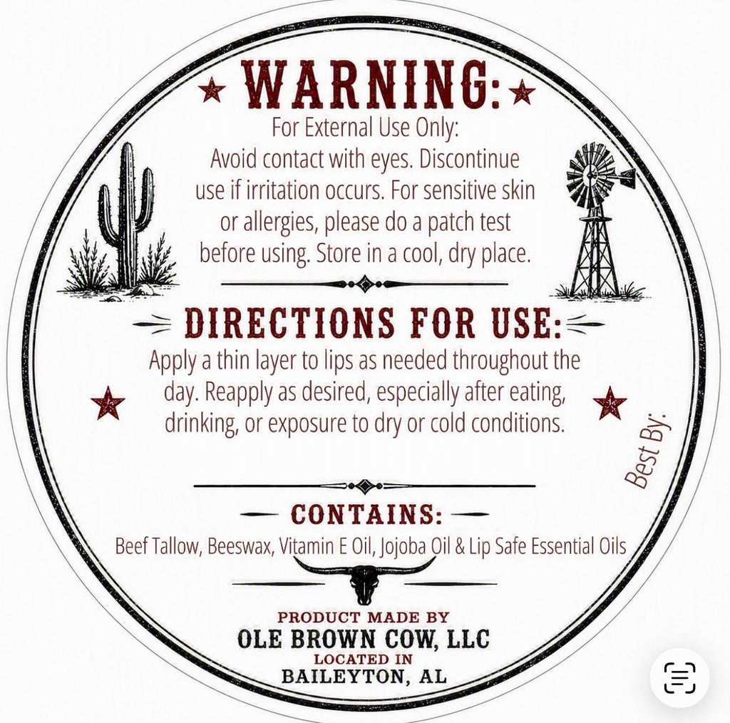 1/2 oz Tallow Lip Balm