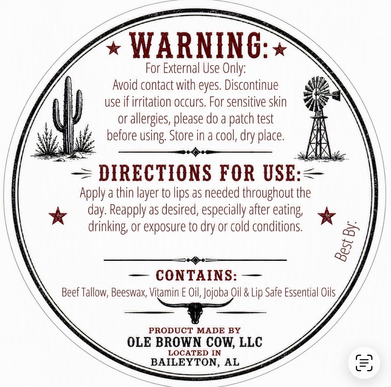 1/2 oz Tallow Lip Balm