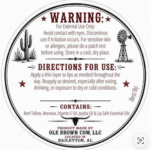 1/2 oz Tallow Lip Balm
